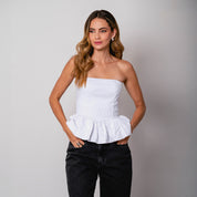 BLUSA SEMI AJUSTADA STRAPLESS PLESI