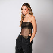 BLUSA SEMI AJUSTADA TIRAS BRILLET