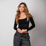 BLUSA AJUSTADA LARGA MANGA LARGA TERY