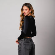 BLUSA AJUSTADA LARGA MANGA LARGA TERY