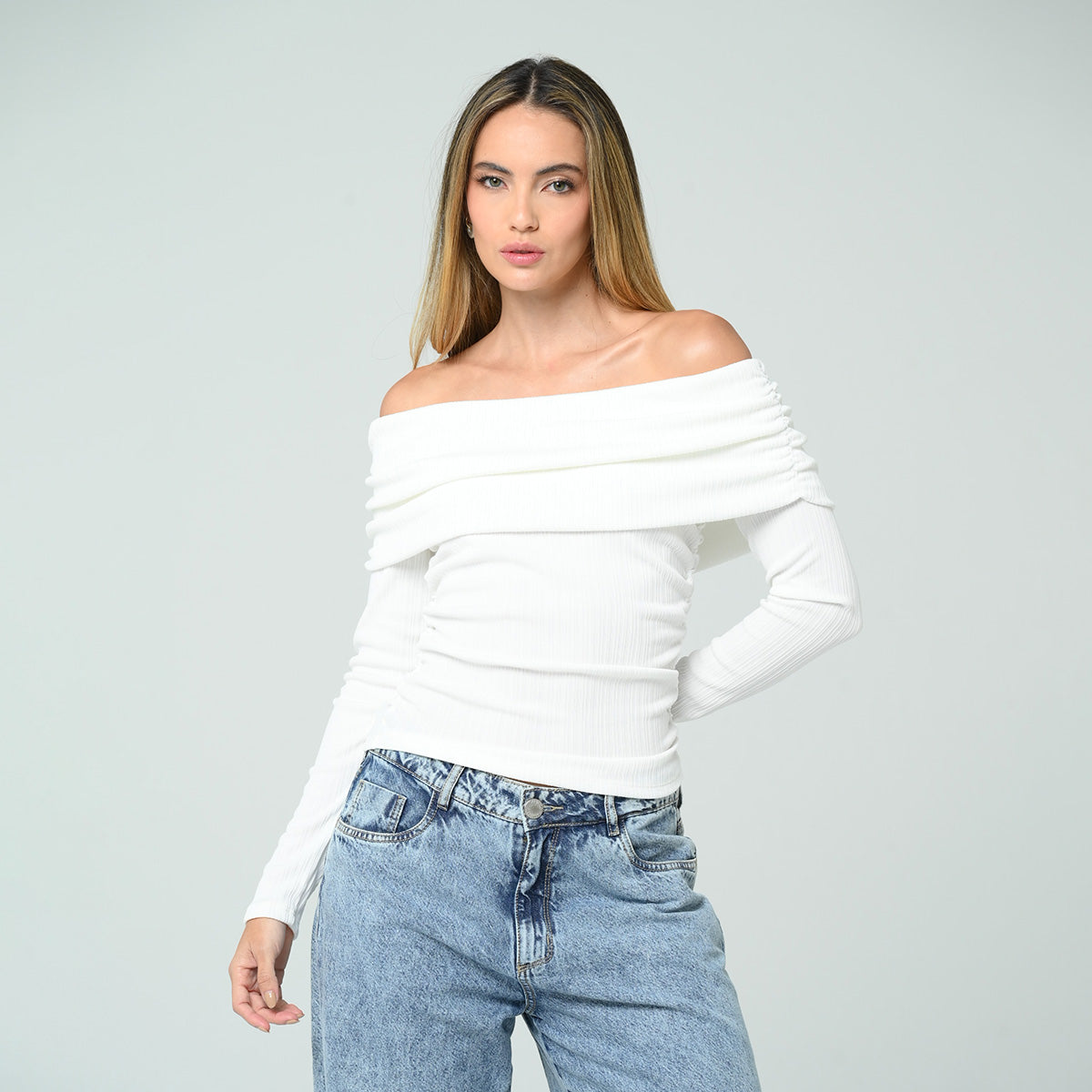 BLUSA AJUSTADA LARGA MANGA LARGA NOMAI