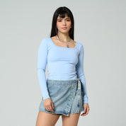 BLUSA AJUSTADA LARGA MANGA LARGA TELITO