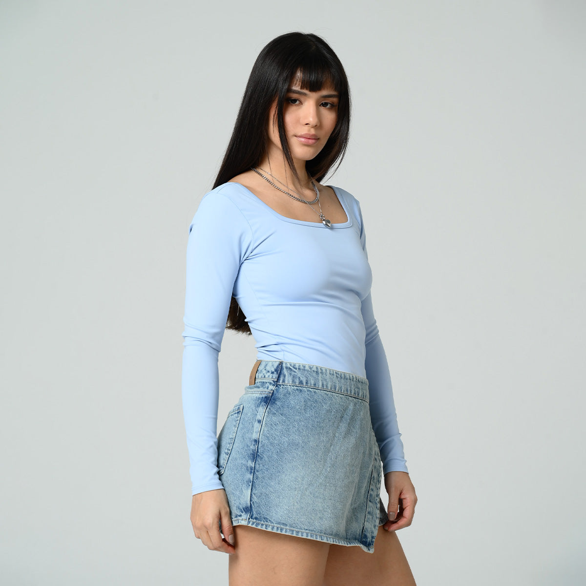 BLUSA AJUSTADA LARGA MANGA LARGA TELITO