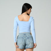 BLUSA AJUSTADA LARGA MANGA LARGA TELITO