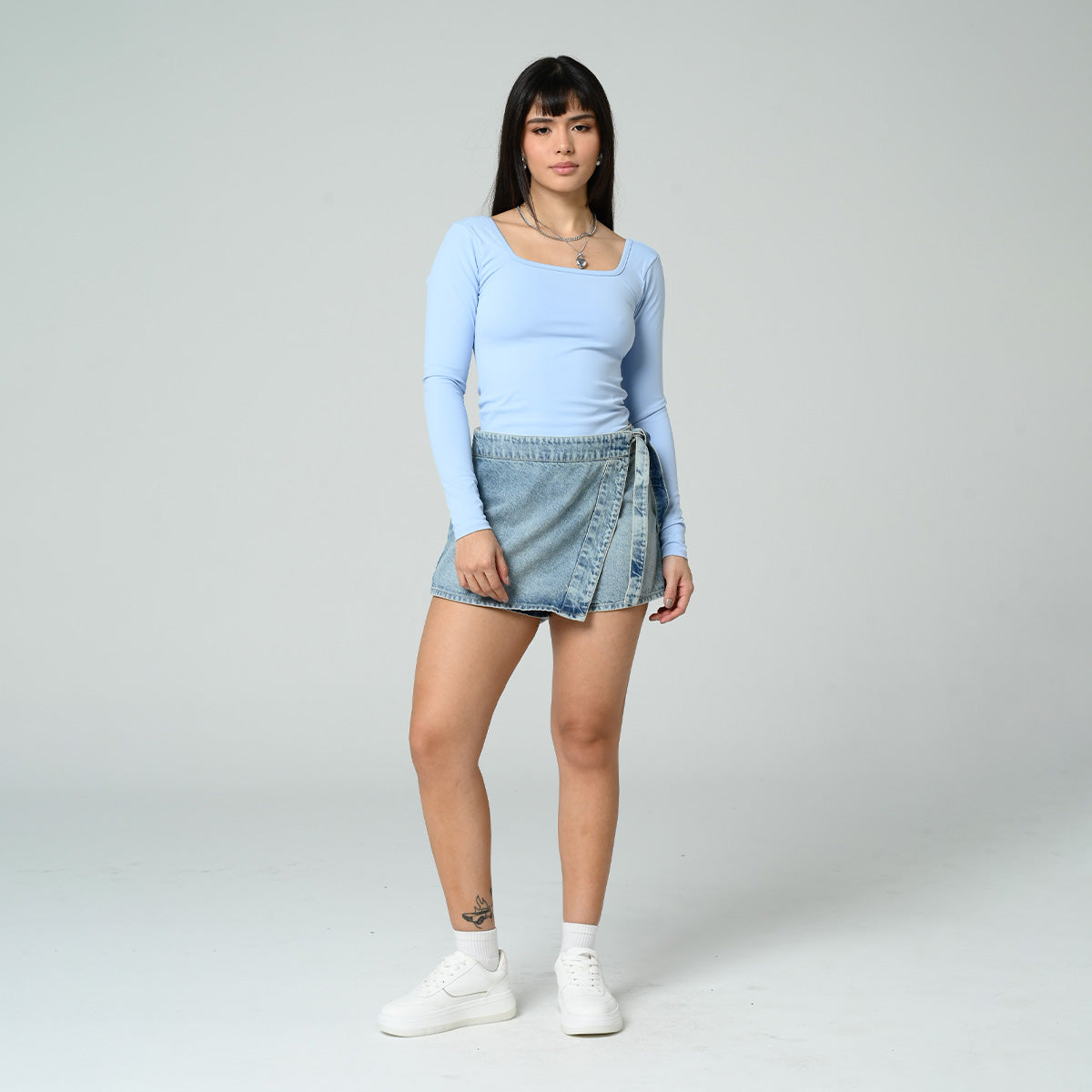 BLUSA AJUSTADA LARGA MANGA LARGA TELITO