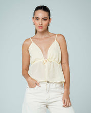 BLUSA SEMI AMPLIA TIRAS BRAN