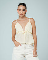 BLUSA SEMI AMPLIA TIRAS BRAN