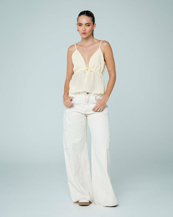 BLUSA SEMI AMPLIA TIRAS BRAN