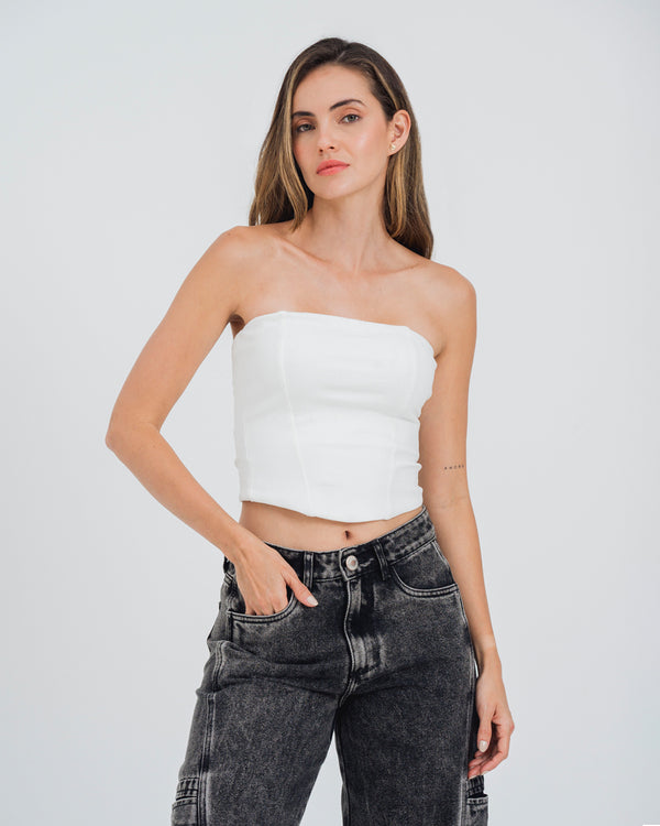 BLUSA AJUSTADA LARGO MEDIO STRAPLESS NAR