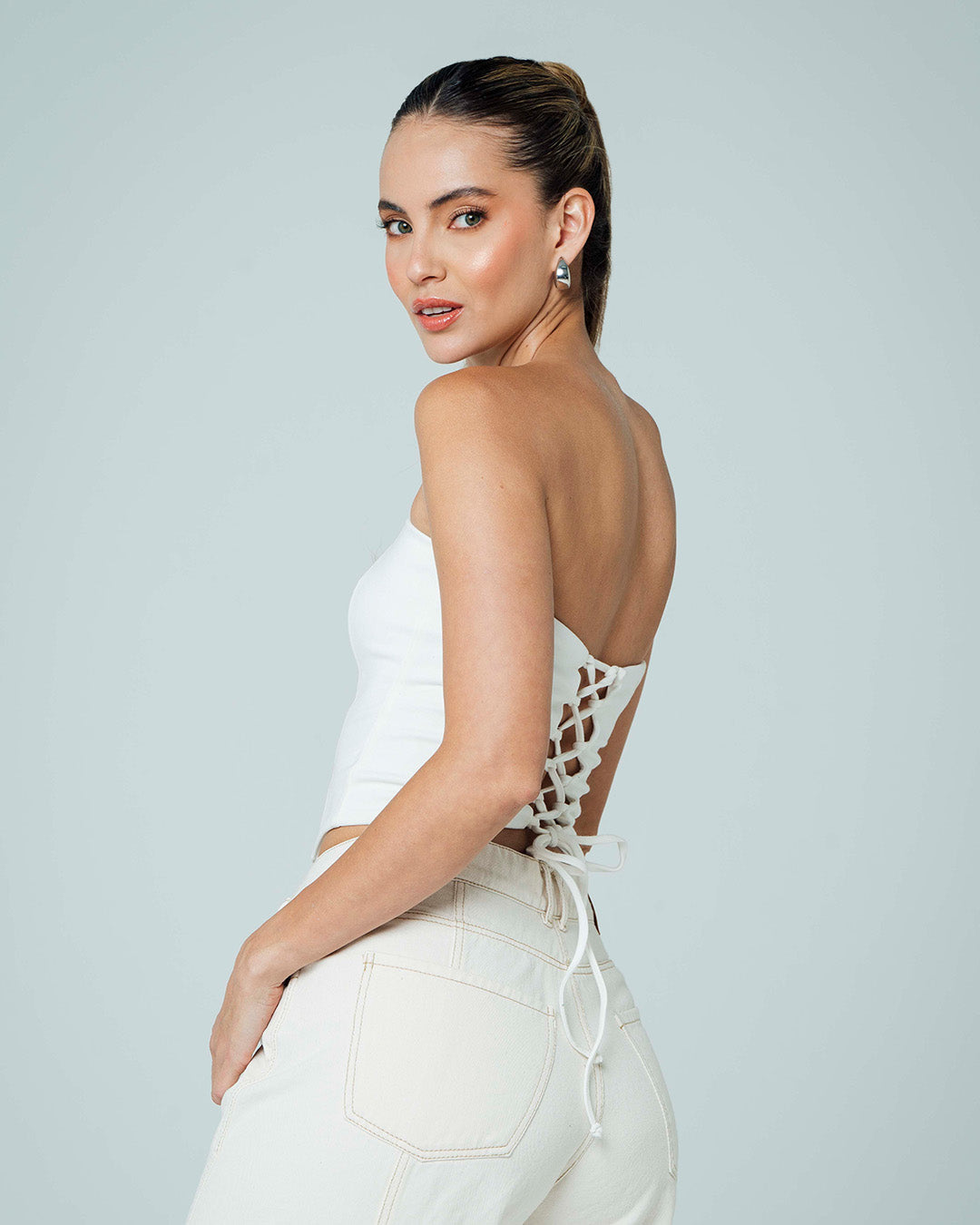 BLUSA AJUSTADA LARGO MEDIO STRAPLESS NAR