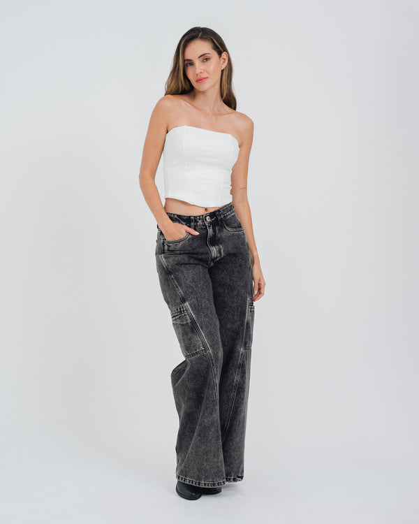 BLUSA AJUSTADA LARGO MEDIO STRAPLESS NAR