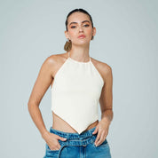 BLUSA AJUSTADA LARGO MEDIO CUELLO HALTER