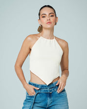 BLUSA AJUSTADA LARGO MEDIO CUELLO HALTER