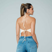 BLUSA AJUSTADA LARGO MEDIO CUELLO HALTER