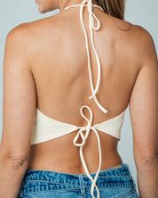 BLUSA AJUSTADA LARGO MEDIO CUELLO HALTER