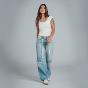 BLUSA SEMI AJUSTADA LARGO MEDIO MANGA CO