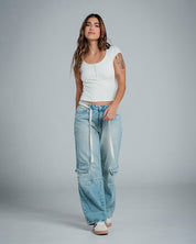 BLUSA SEMI AJUSTADA LARGO MEDIO MANGA CO