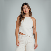 BLUSA SEMI AJUSTADA TIRAS ALMOND