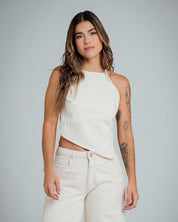 BLUSA SEMI AJUSTADA TIRAS ALMOND