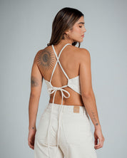 BLUSA SEMI AJUSTADA TIRAS ALMOND