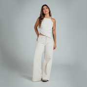 BLUSA SEMI AJUSTADA TIRAS ALMOND
