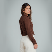 BLUSA AJUSTADA LARGO MEDIO MANGA LARGA T