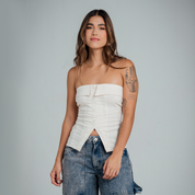 BLUSA AJUSTADA LARGO MEDIO STRAPLESS BLO