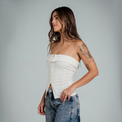 BLUSA AJUSTADA LARGO MEDIO STRAPLESS BLO