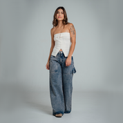 BLUSA AJUSTADA LARGO MEDIO STRAPLESS BLO
