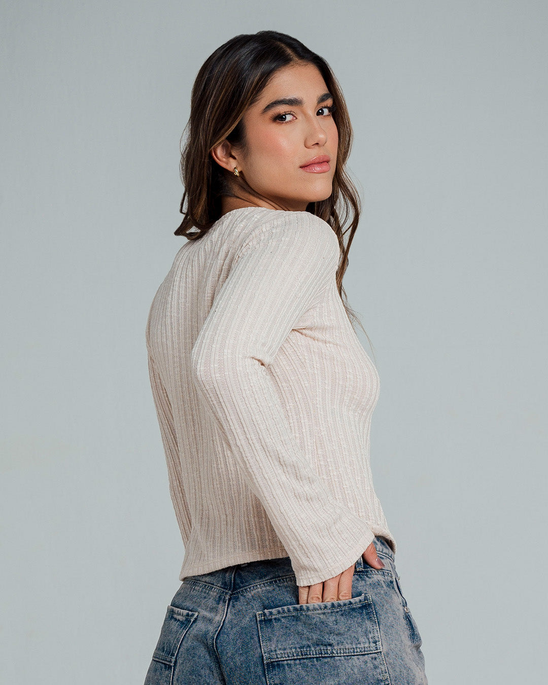 BLUSA SEMI AMPLIA LARGO MEDIO MANGA LARG