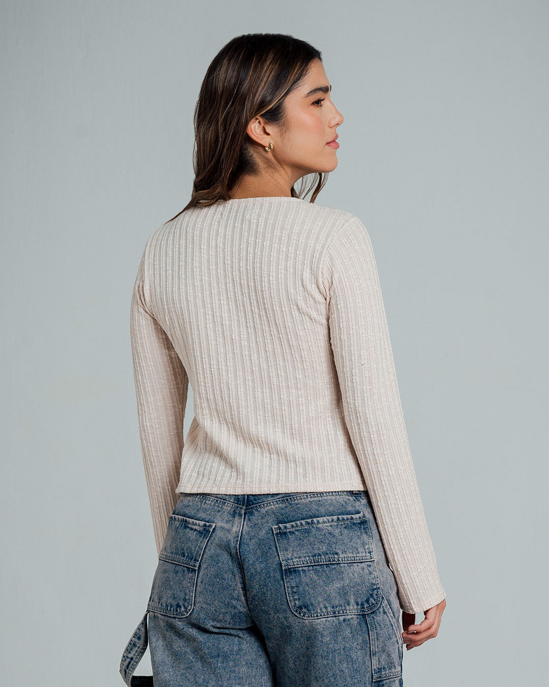 BLUSA SEMI AMPLIA LARGO MEDIO MANGA LARG