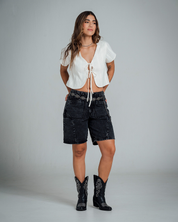 BLUSA SEMI AMPLIA MANGA CORTA LEYA