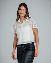 BLUSA SEMI AMPLIA MANGA CORTA TECRE