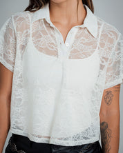 BLUSA SEMI AMPLIA MANGA CORTA TECRE