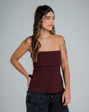 BLUSA AJUSTADA LARGO MEDIO STRAPLESS KLO