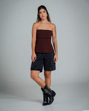 BLUSA AJUSTADA LARGO MEDIO STRAPLESS KLO