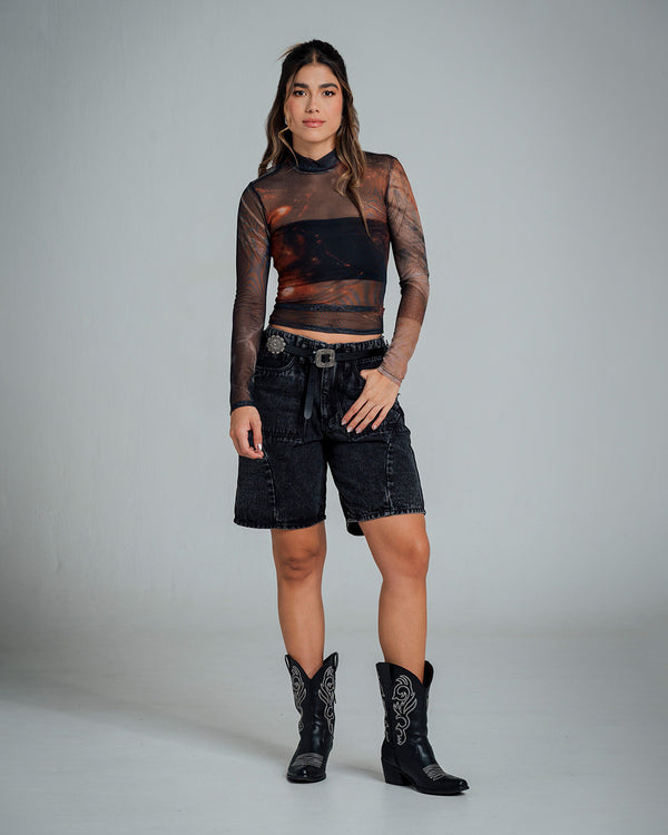 BLUSA AJUSTADA LARGO MEDIO MANGA LARGA B