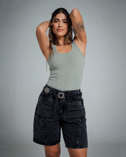 BLUSA AJUSTADA LARGO MEDIO MANGA SISA RO