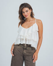 BLUSA AMPLIA LARGO MEDIO TIRAS BIANCO