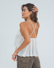 BLUSA AMPLIA LARGO MEDIO TIRAS BIANCO