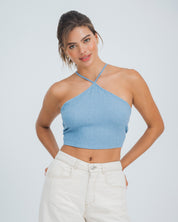 BLUSA AJUSTADA CORTA TIRAS CIONE