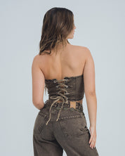 BLUSA AJUSTADA LARGO MEDIO STRAPLESS RON