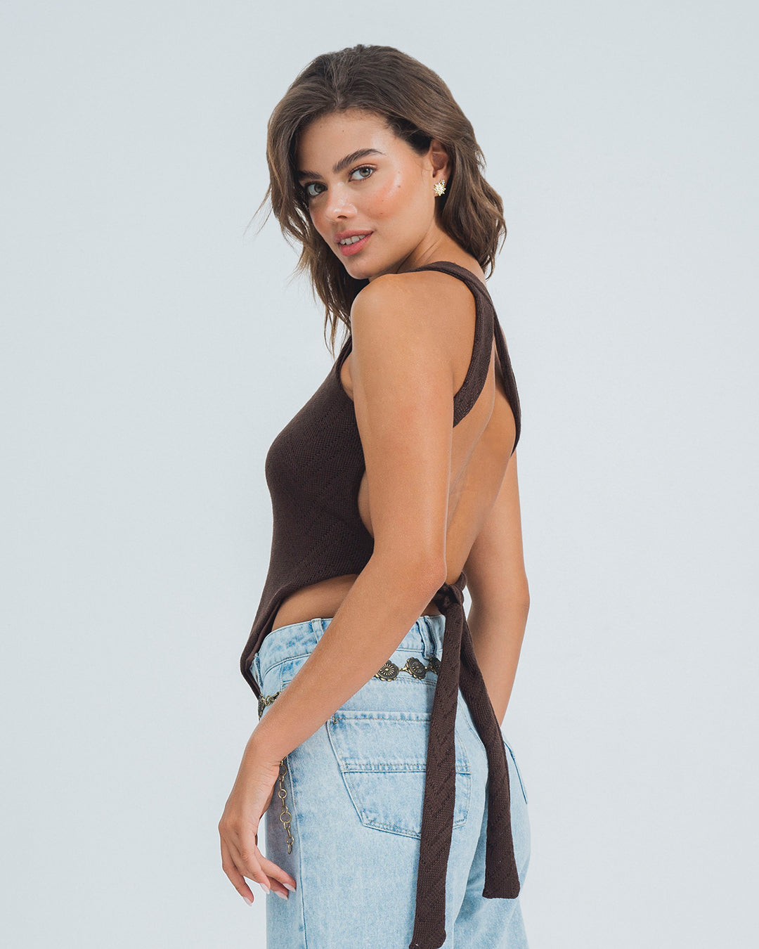 BLUSA AJUSTADA LARGO MEDIO SHOULDERLESS