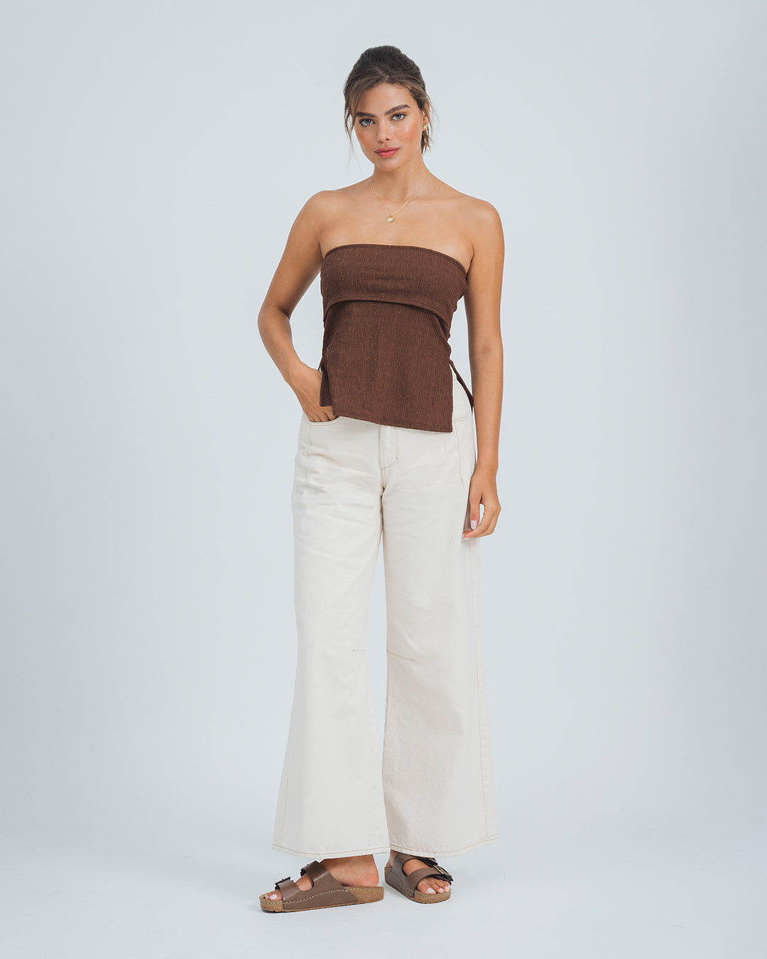 BLUSA AJUSTADA LARGO MEDIO STRAPLESS PES