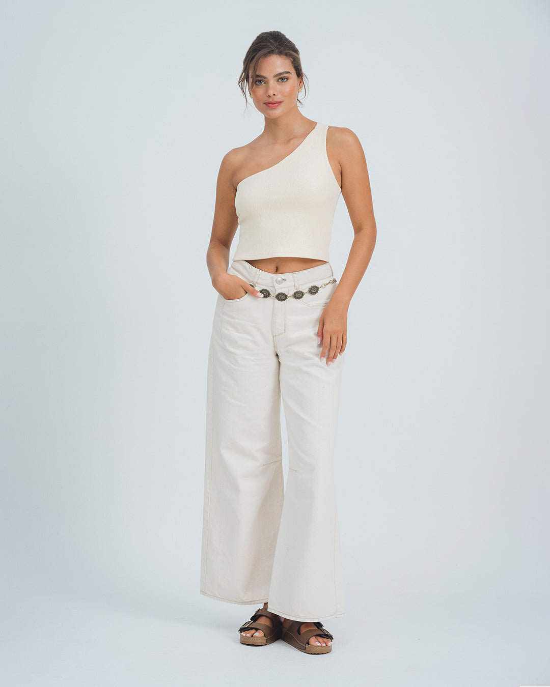 BLUSA AJUSTADA CORTA SHOULDERLESS MUNDEN