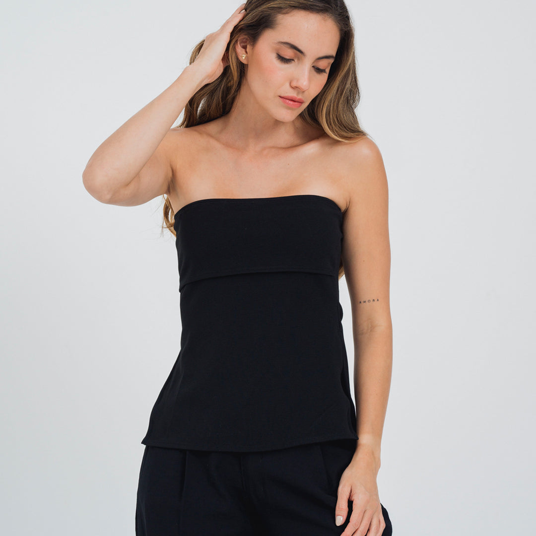 BLUSA AJUSTADA LARGA STRAPLESS MIRTI