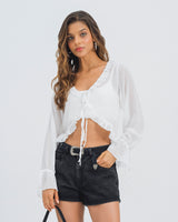 BLUSA SEMI AMPLIA MANGA LARGA RETI