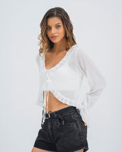 BLUSA SEMI AMPLIA MANGA LARGA RETI