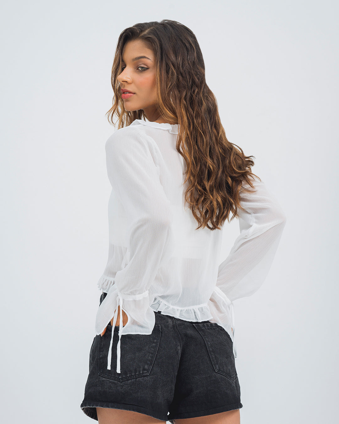 BLUSA SEMI AMPLIA MANGA LARGA RETI