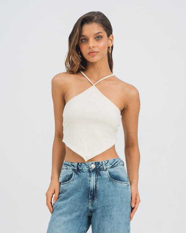 BLUSA AJUSTADA CUELLO HALTER PRATI